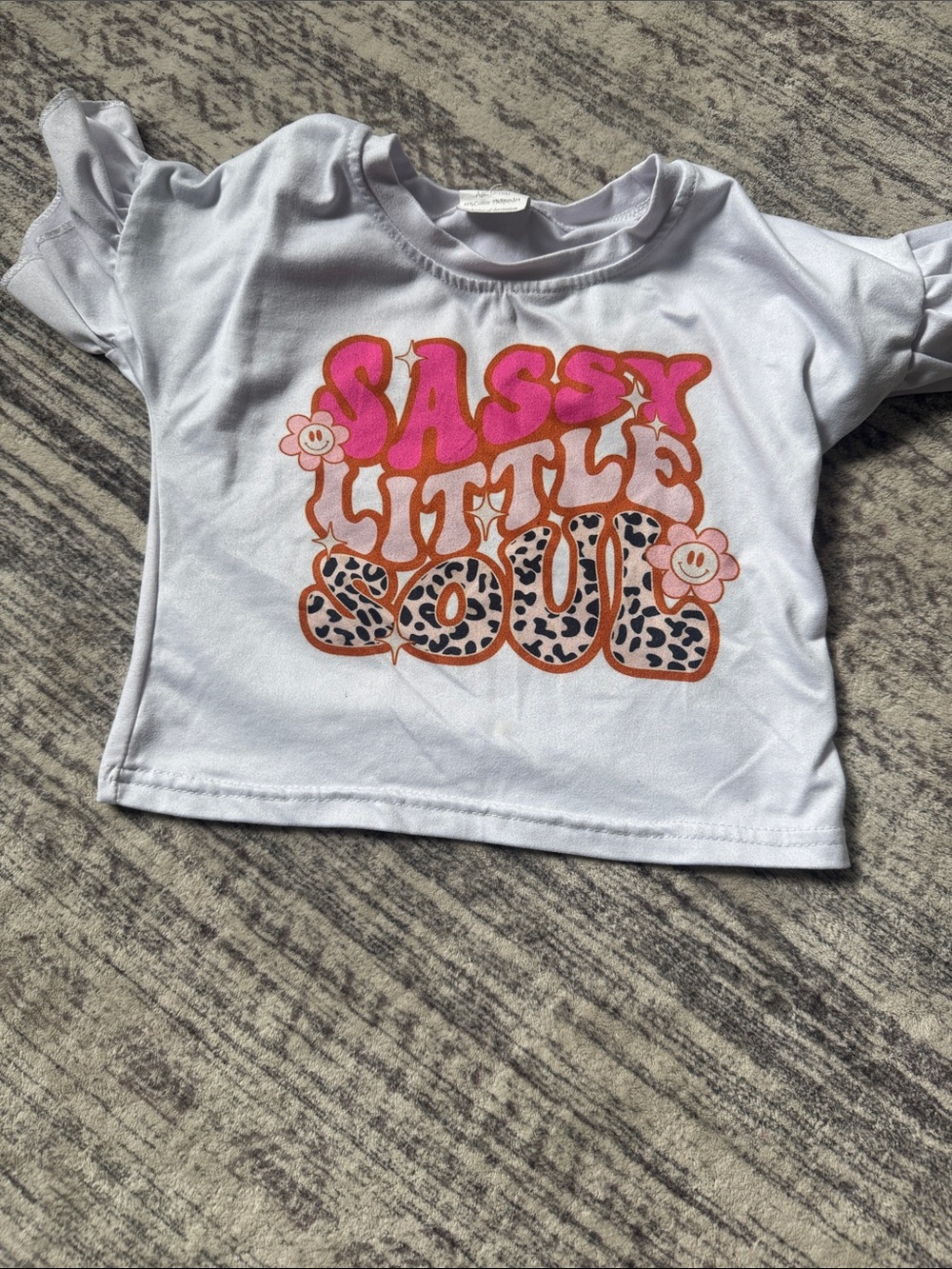 Sassy Little Soul Kids' Graphic Tee - White with Pink & Orange Accents